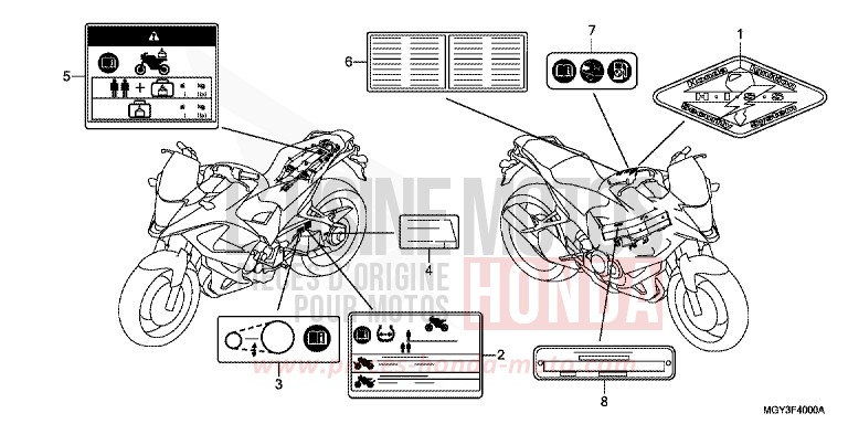 ETIQUETTE DE PRECAUTIONS de VFR800X "Crossrunner" GRAPHITE BLACK (NHB01) 2011